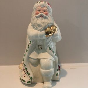 Lenox white gold Santa cookie jar